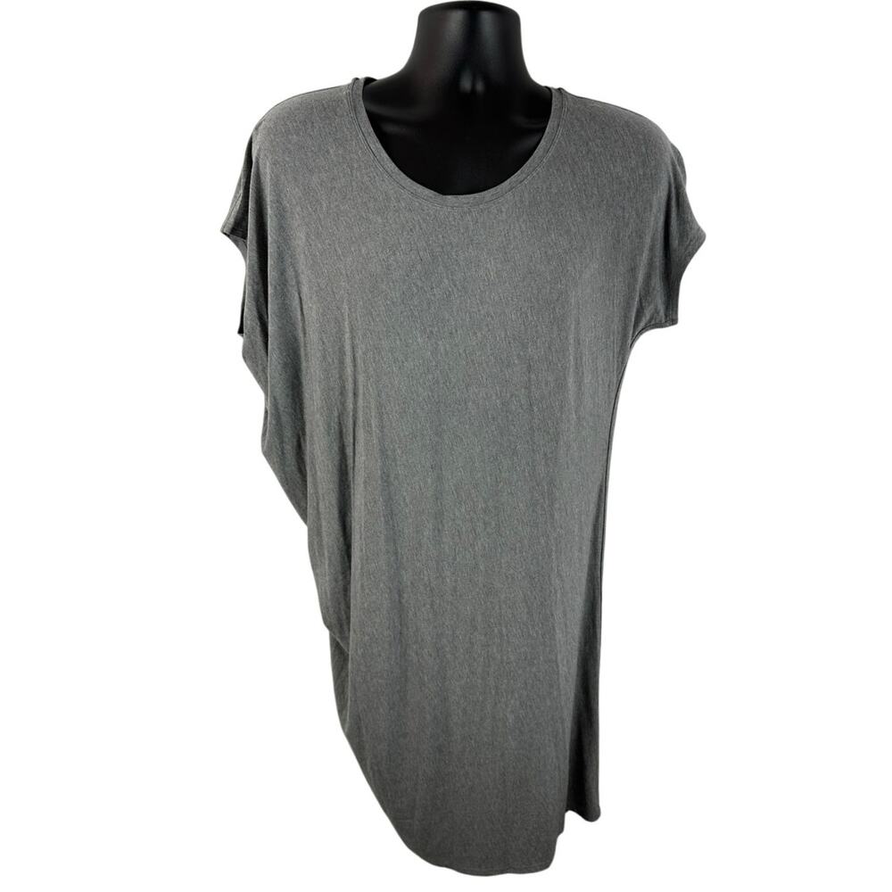 NWT Athleta SS Draped Crew Dress Grey Heather Size Medium Soft MicroModal